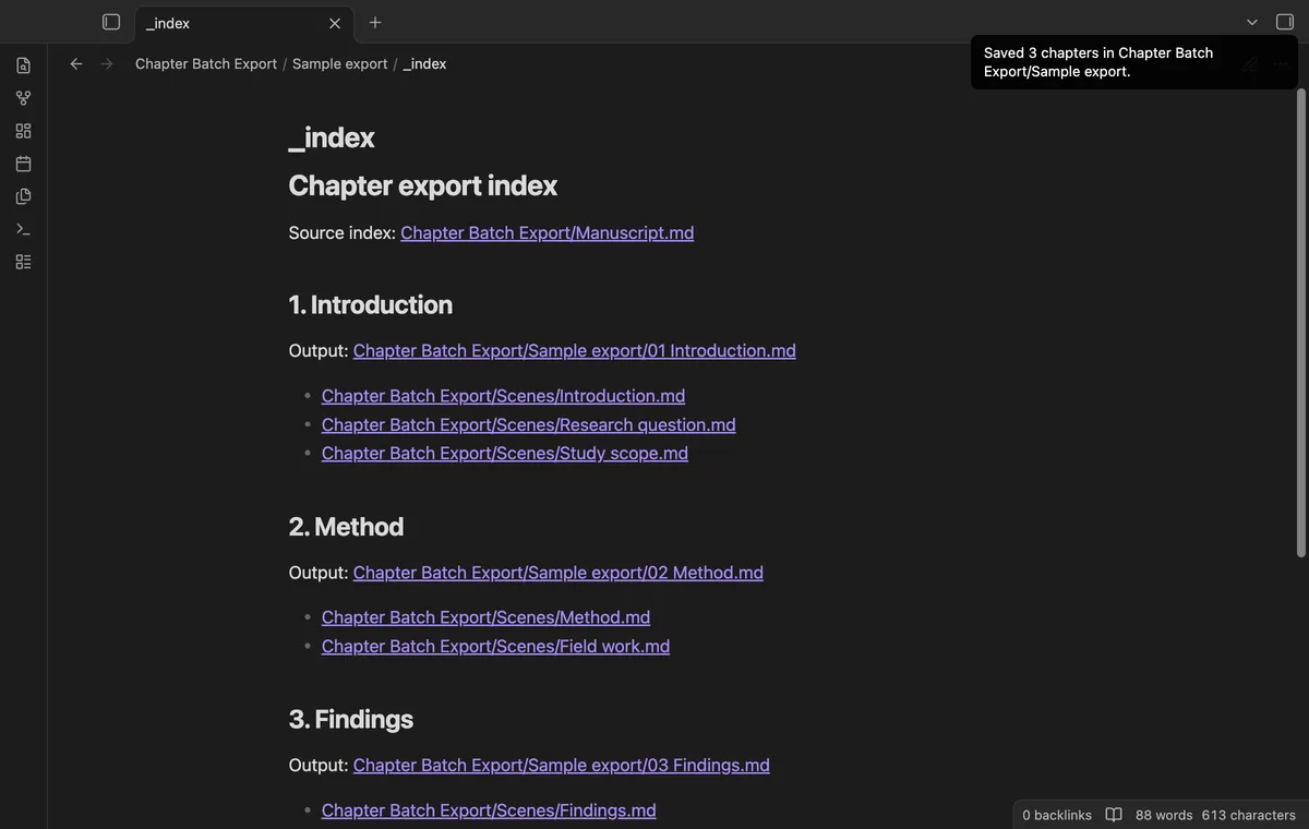 Chapter Batch Export screenshot