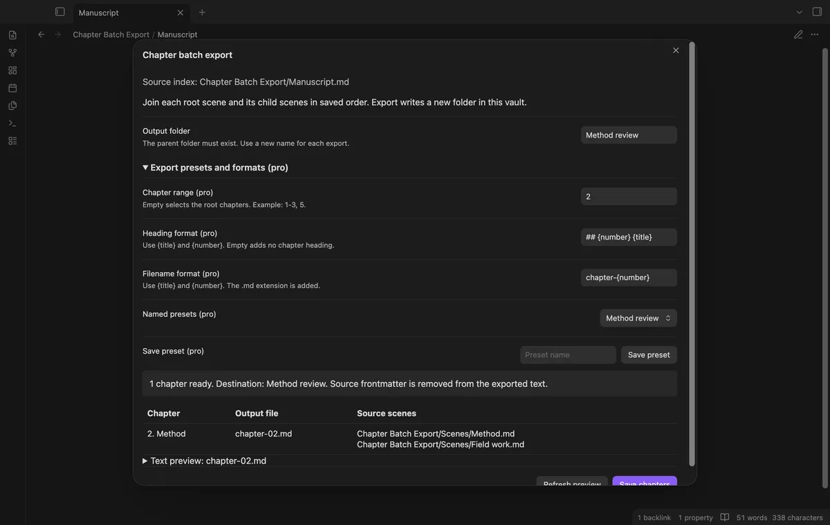 Chapter Batch Export screenshot