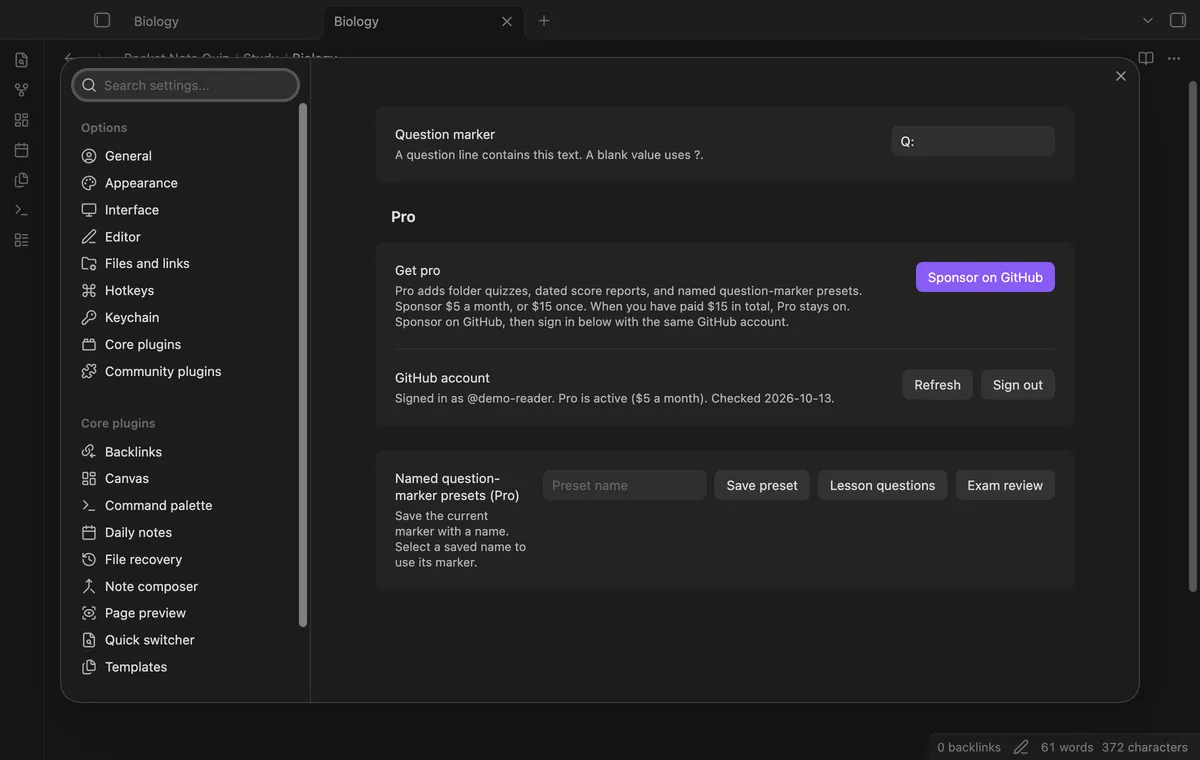 Pocket Note Quiz screenshot