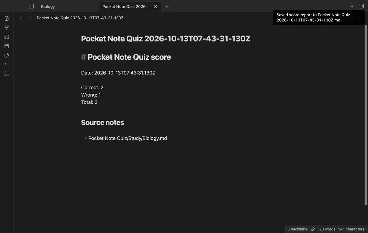 Pocket Note Quiz screenshot
