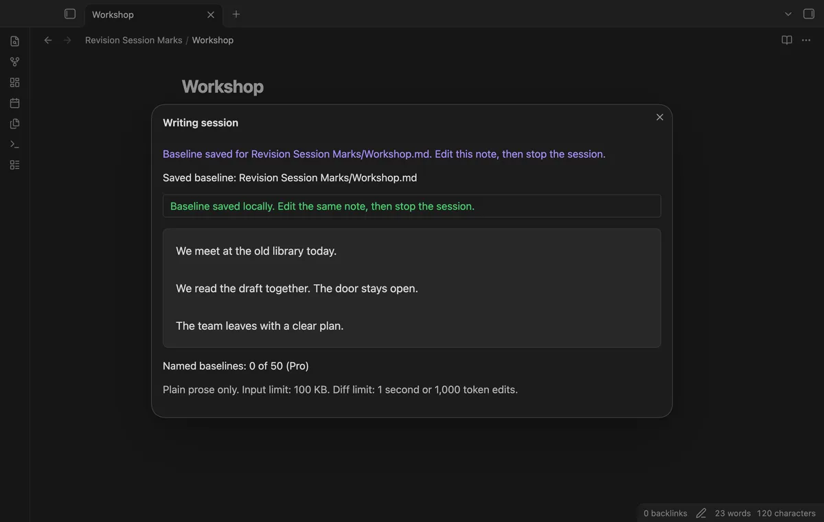 Revision Session Marks screenshot