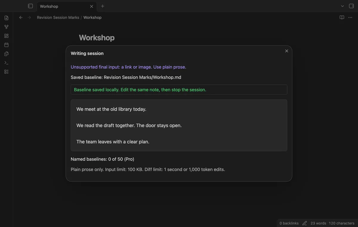 Revision Session Marks screenshot