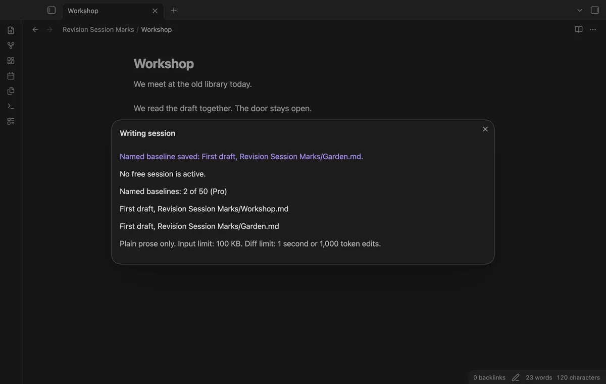 Revision Session Marks screenshot