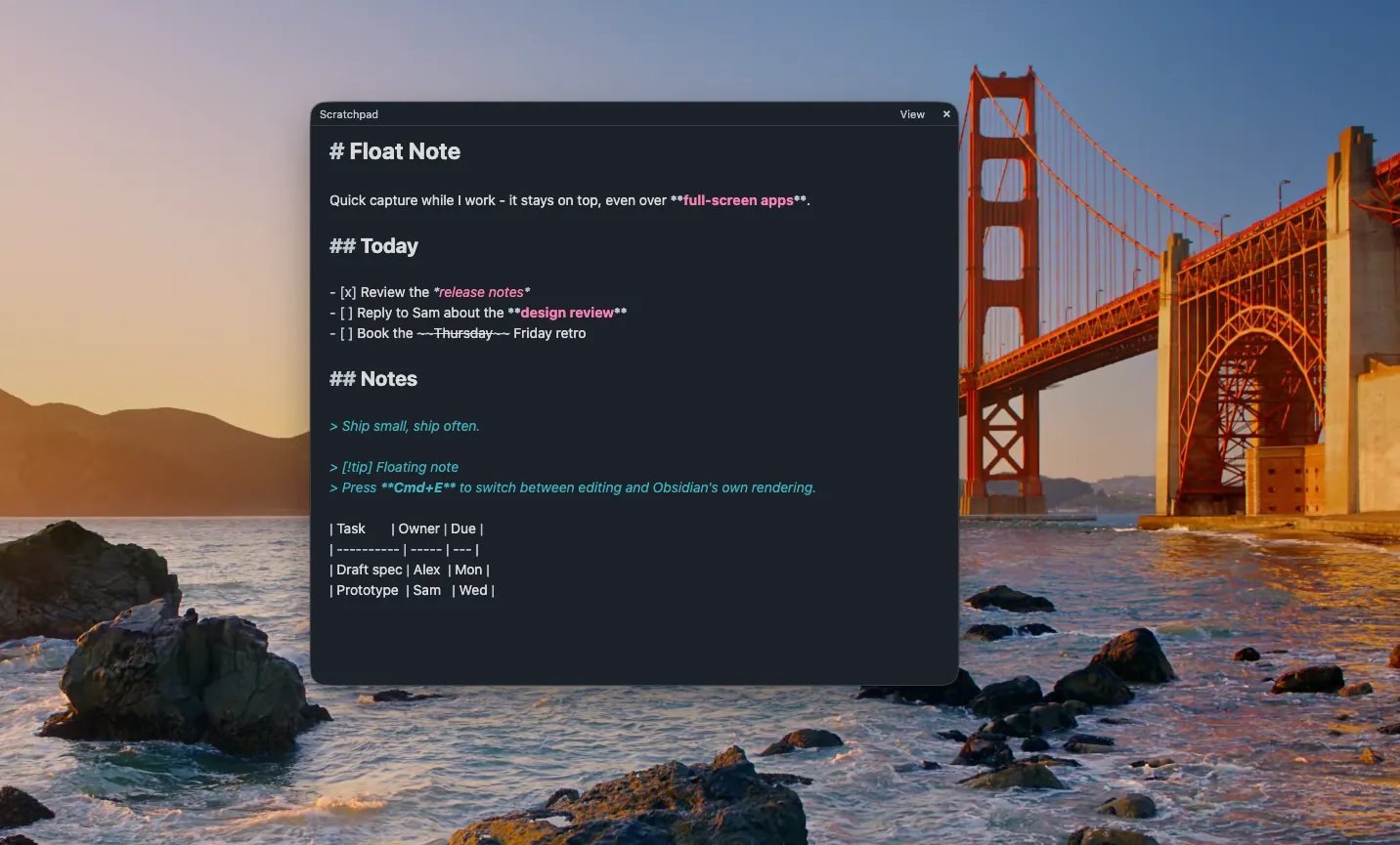 Float Note screenshot