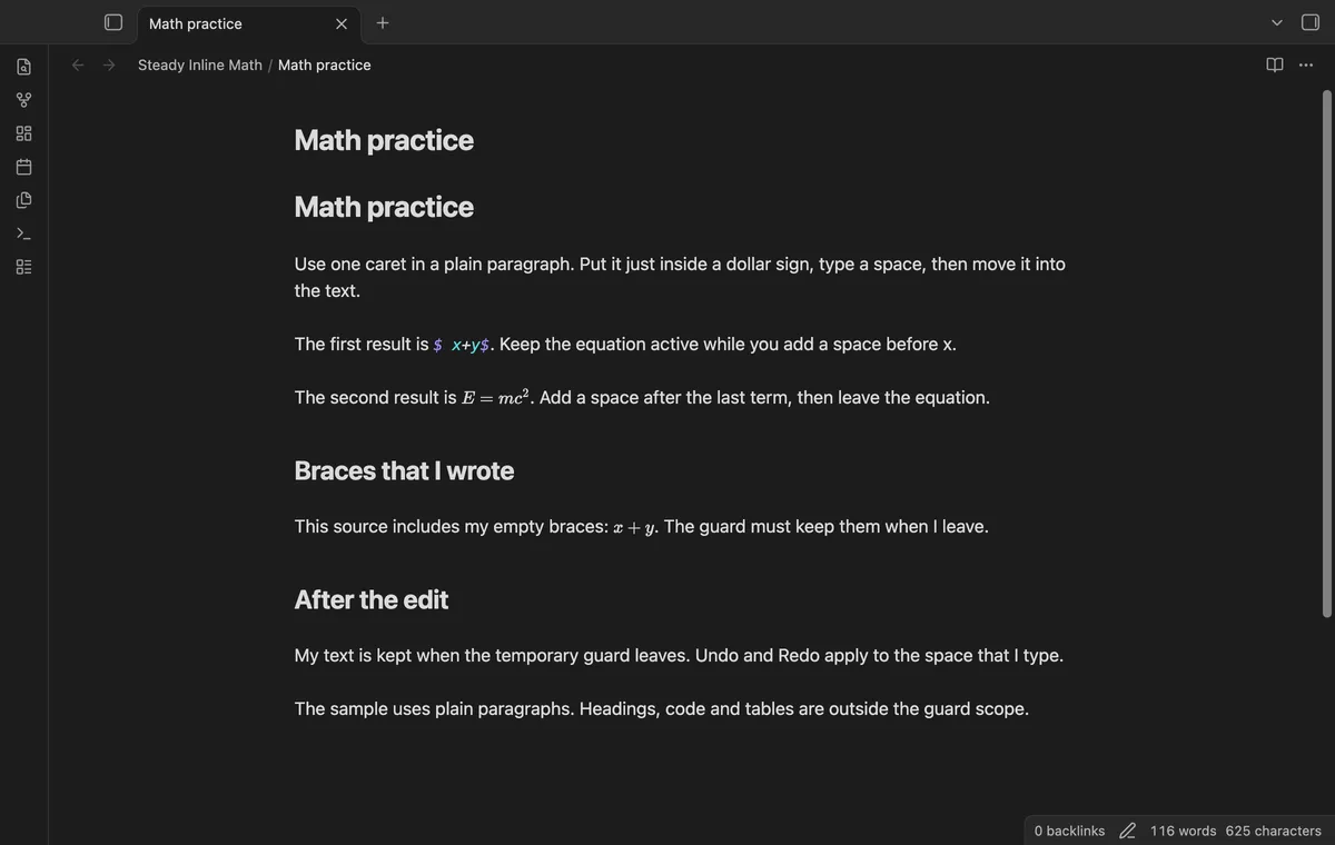 Steady Inline Math screenshot