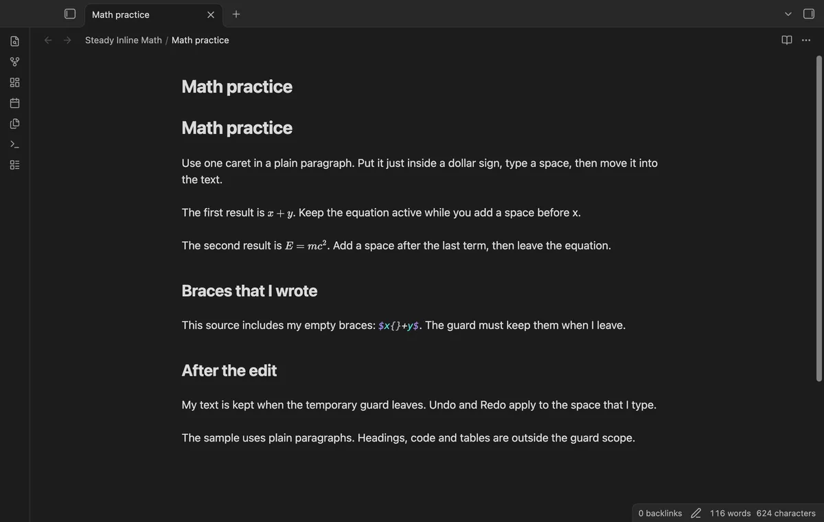 Steady Inline Math screenshot
