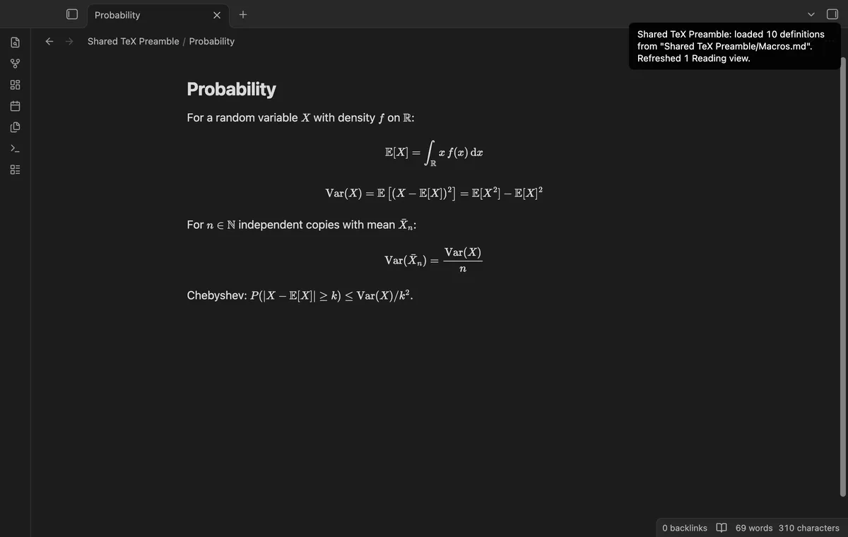 Shared TeX Preamble screenshot