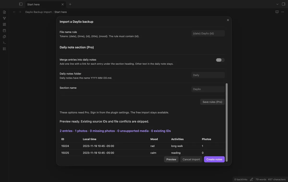 Daylio Backup Import screenshot