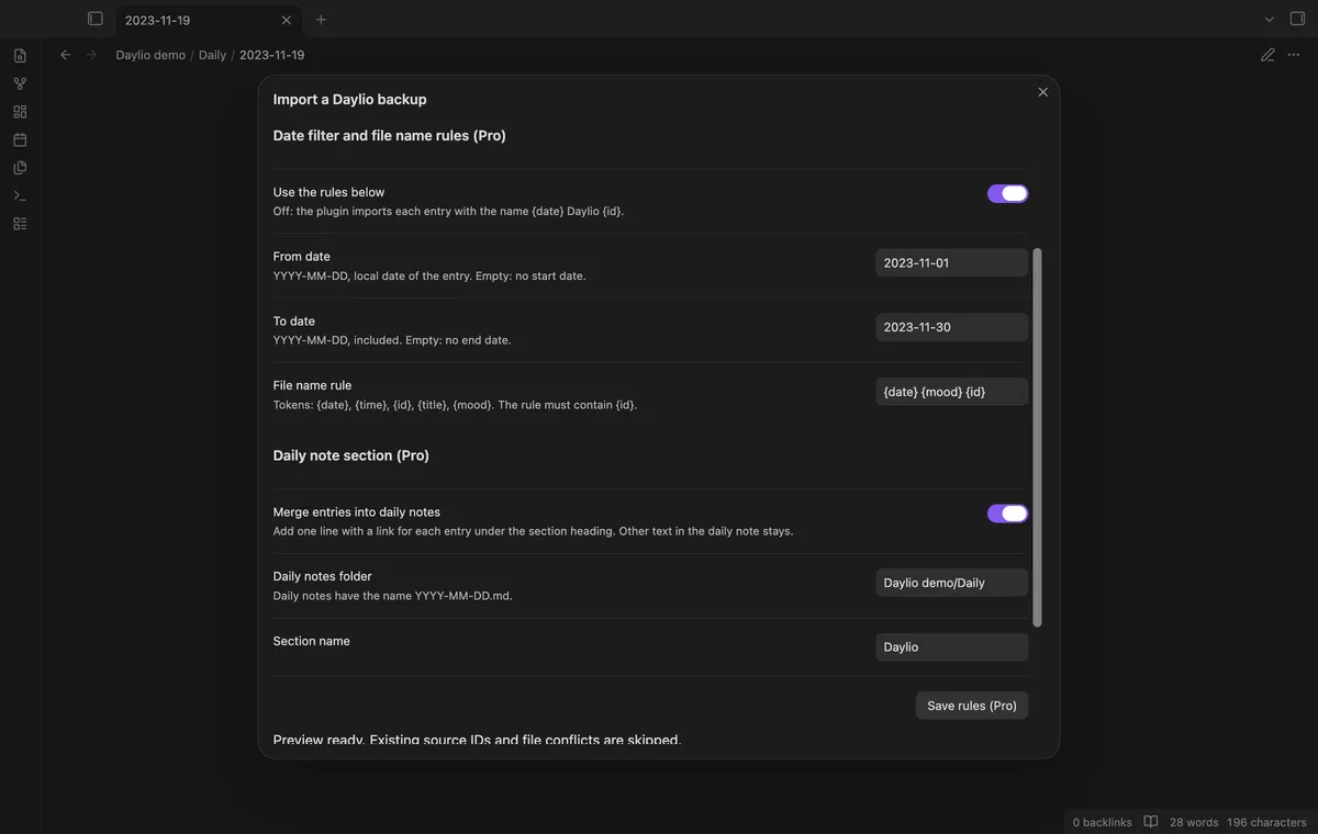 Daylio Backup Import screenshot
