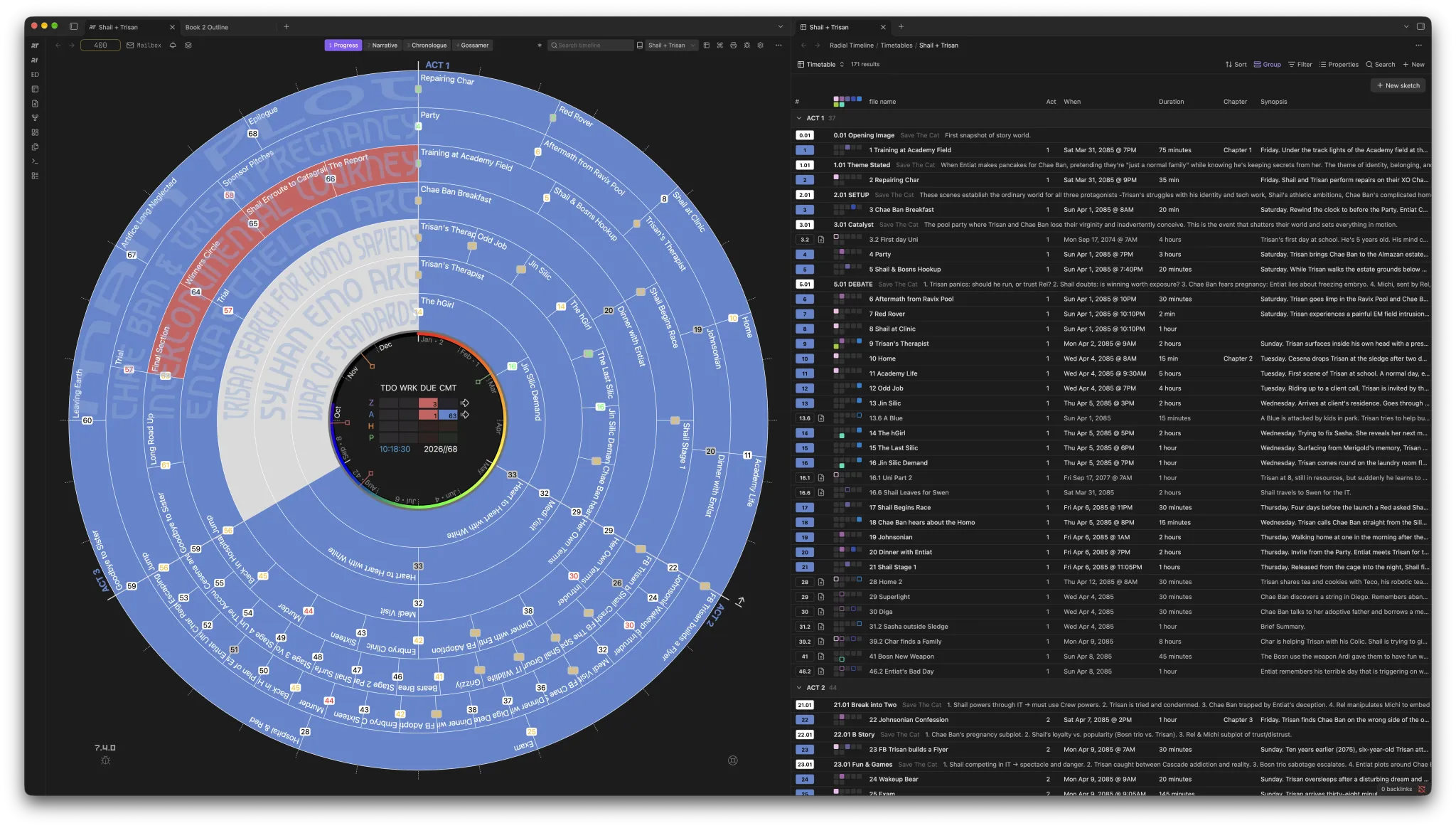 Radial timeline screenshot