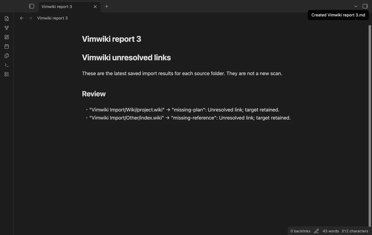 Vimwiki Import screenshot