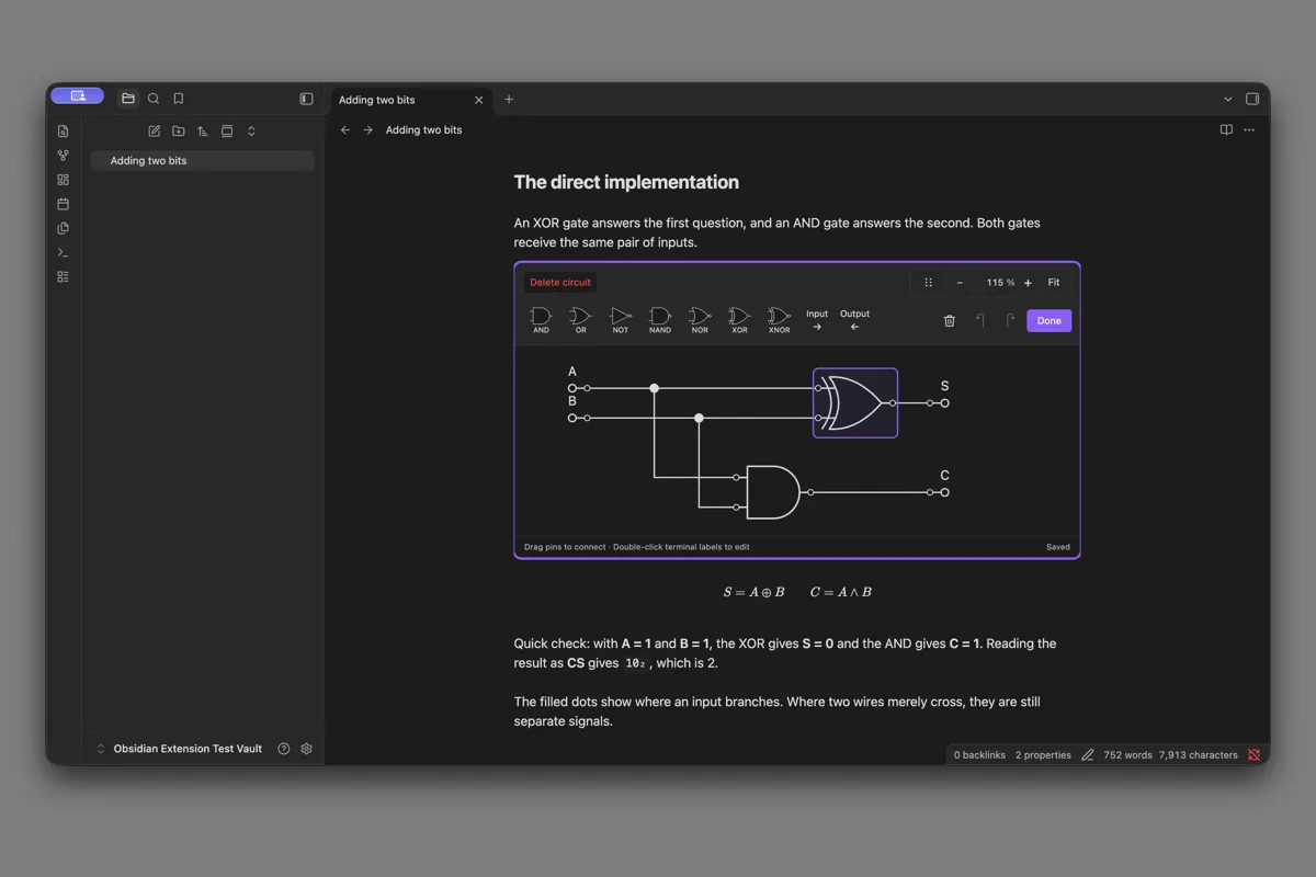 Logic circuits screenshot