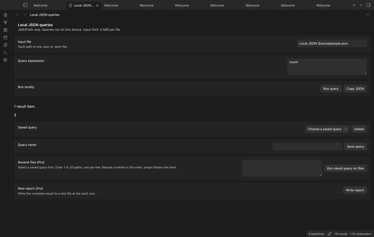 Local JSON Queries screenshot