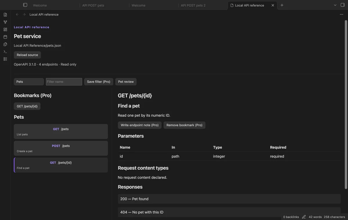 Local API Reference screenshot