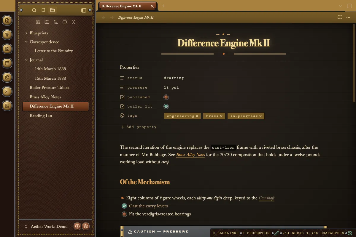Aether Works screenshot