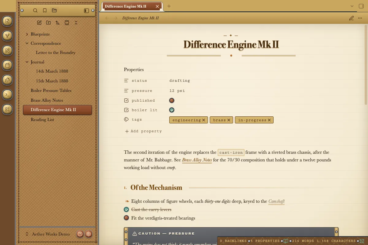 Aether Works screenshot