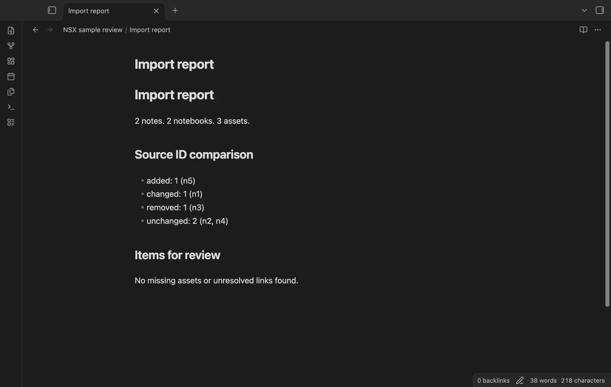 Note Station NSX Import screenshot