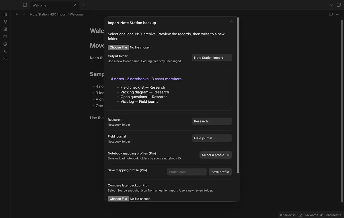 Note Station NSX Import screenshot