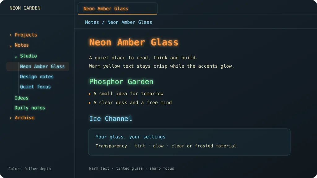 Neon Amber Glass screenshot