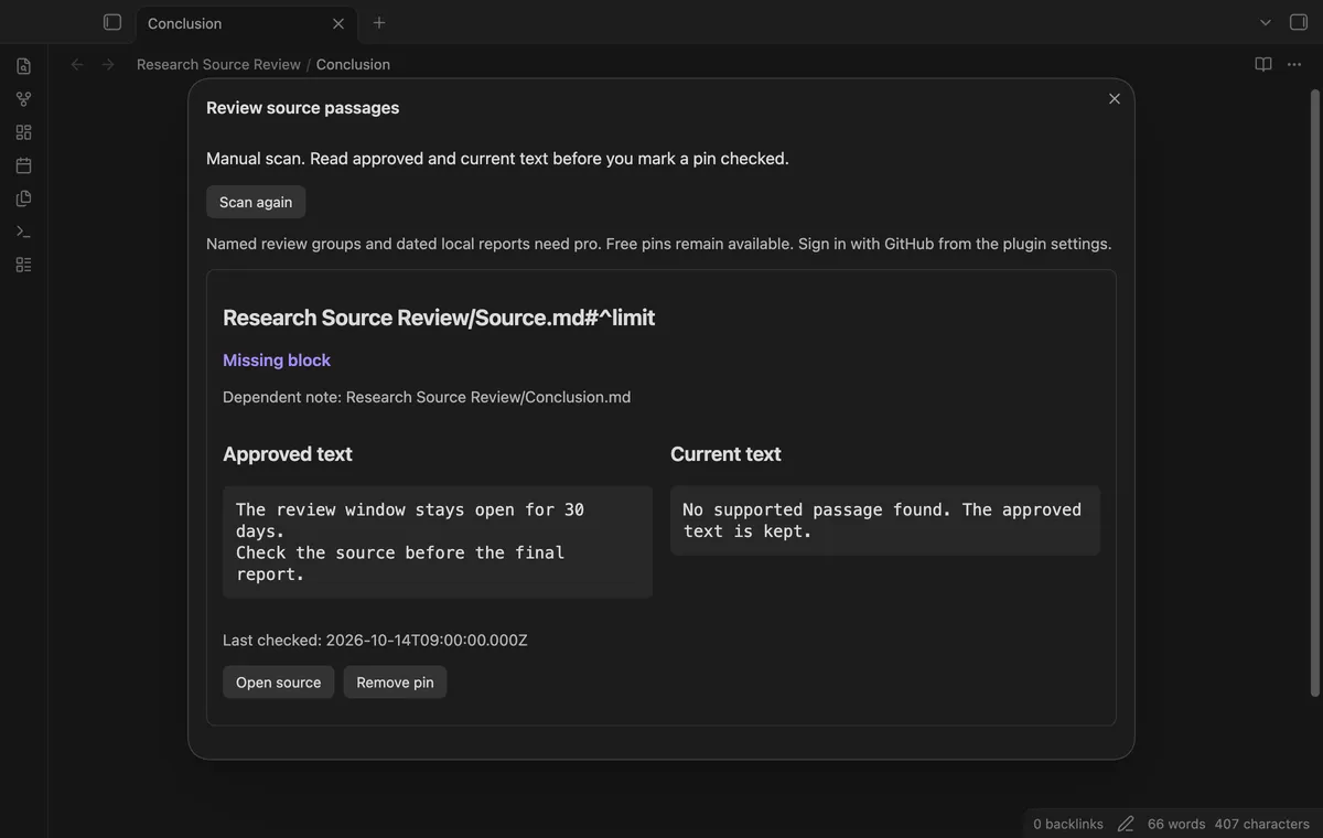 Research Source Review screenshot