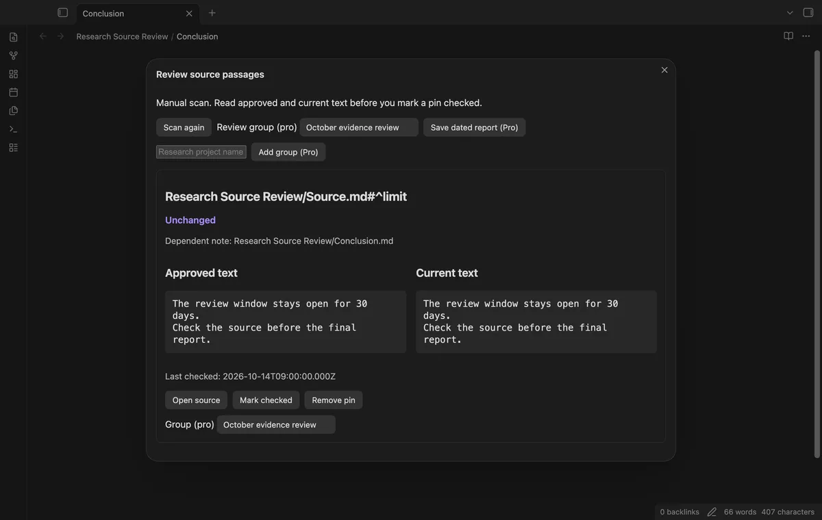 Research Source Review screenshot
