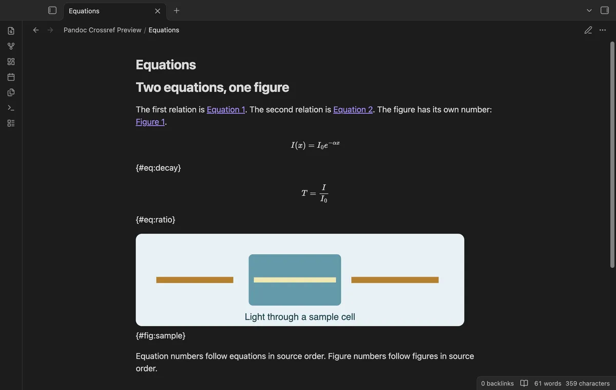 Pandoc Crossref Preview screenshot