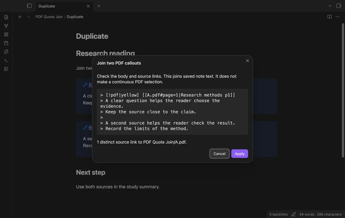 PDF Quote Join screenshot