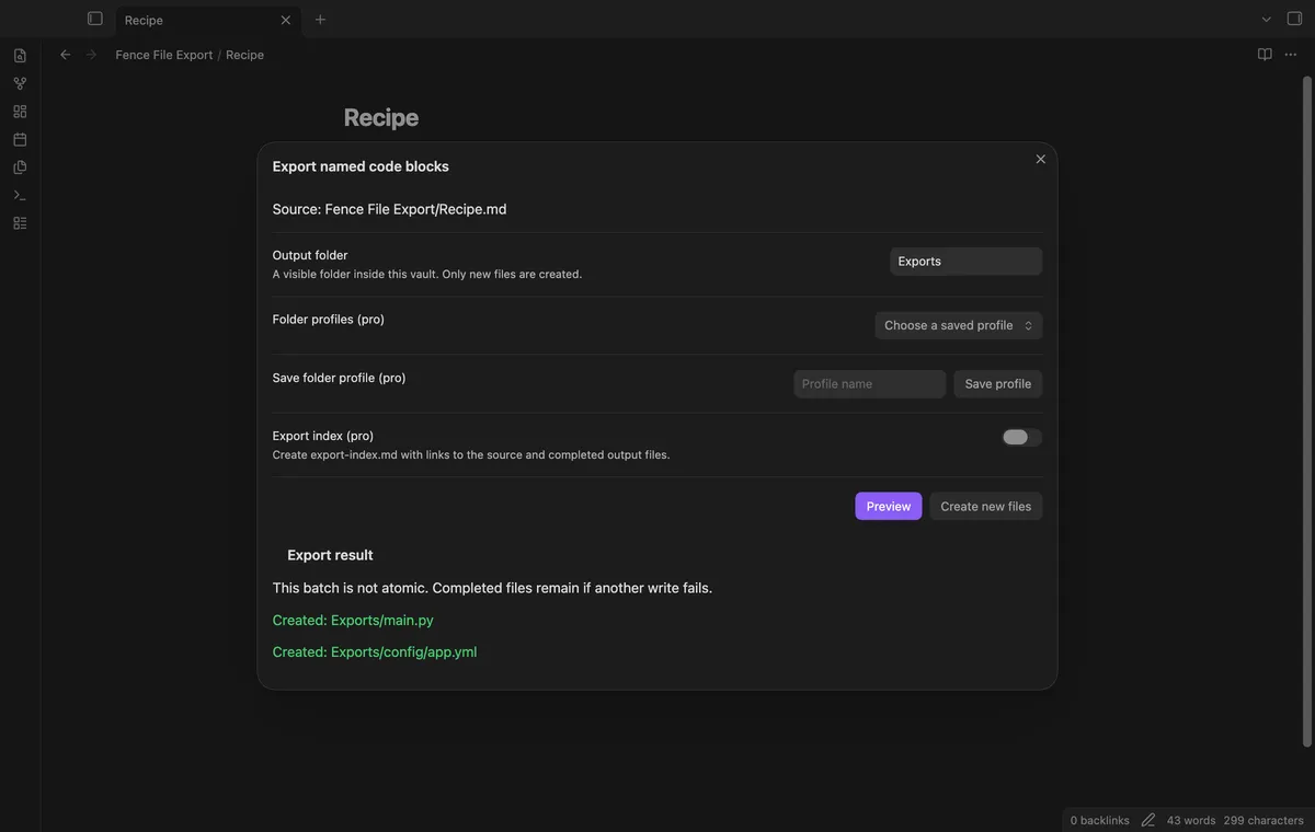 Fence File Export screenshot