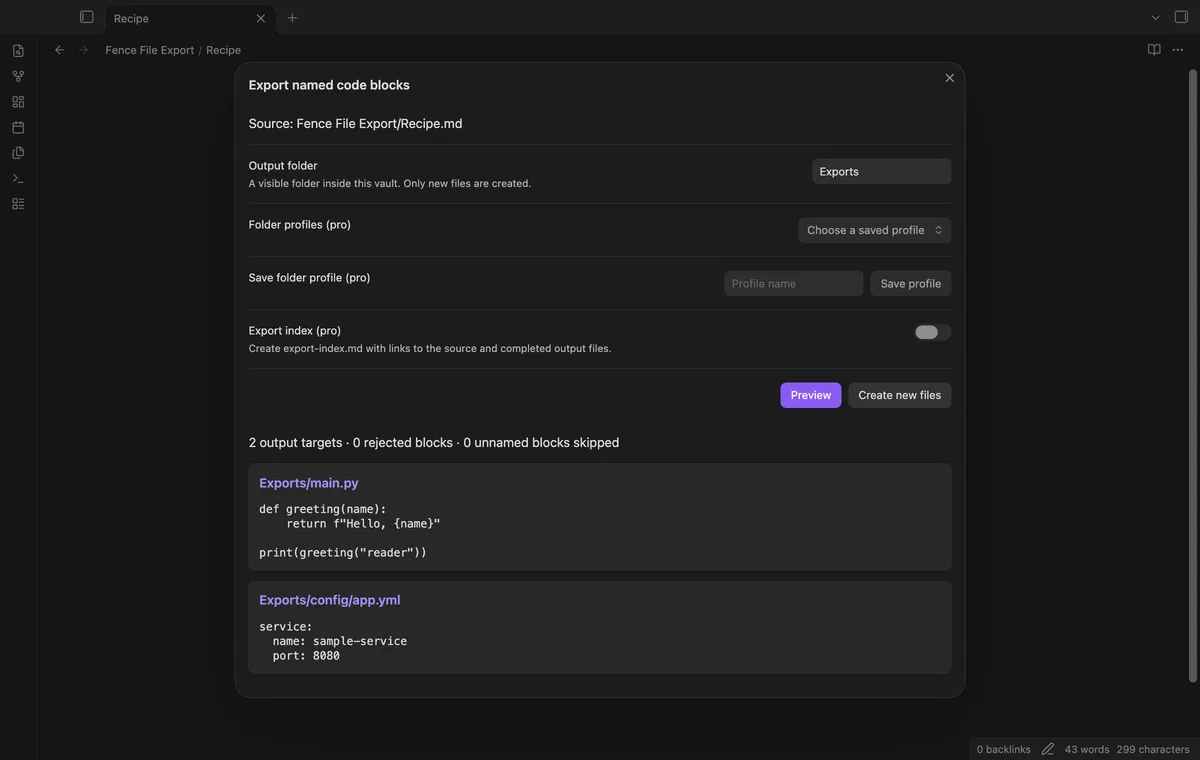 Fence File Export screenshot