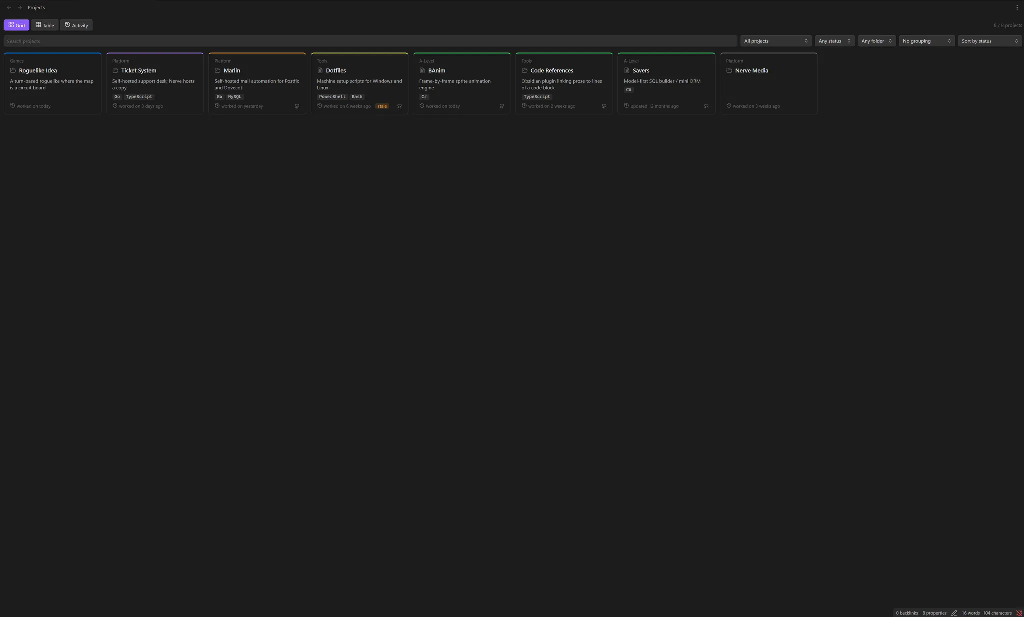 Projects System screenshot