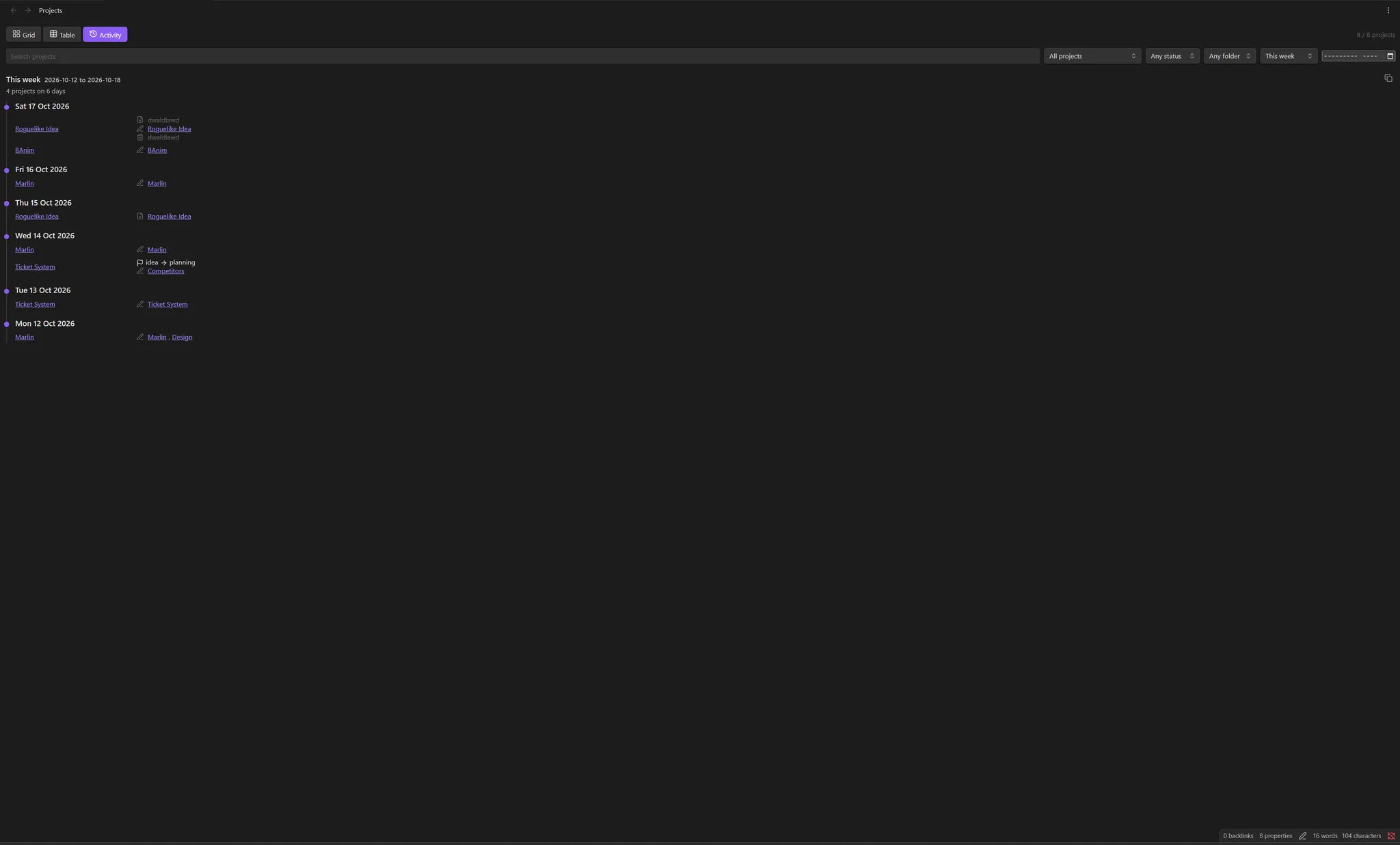Projects System screenshot