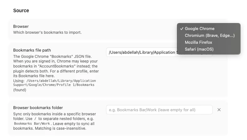 Bookmarks Sync screenshot