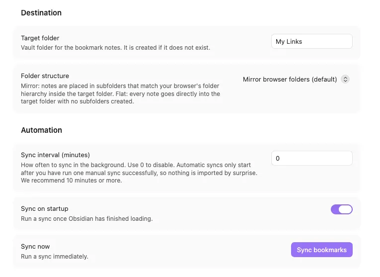 Bookmarks Sync screenshot