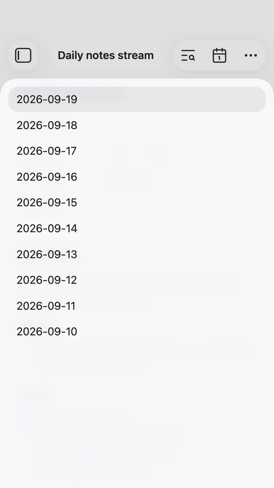 Daily notes stream screenshot