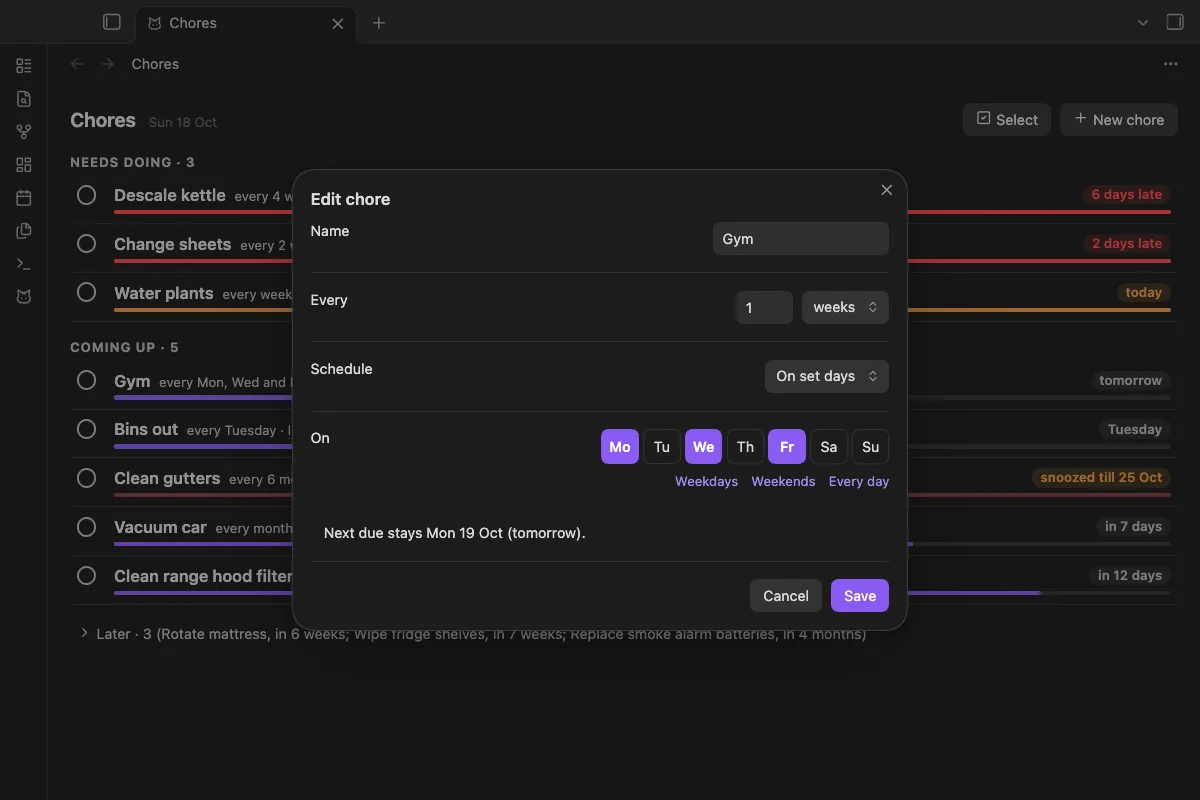 Choreday screenshot