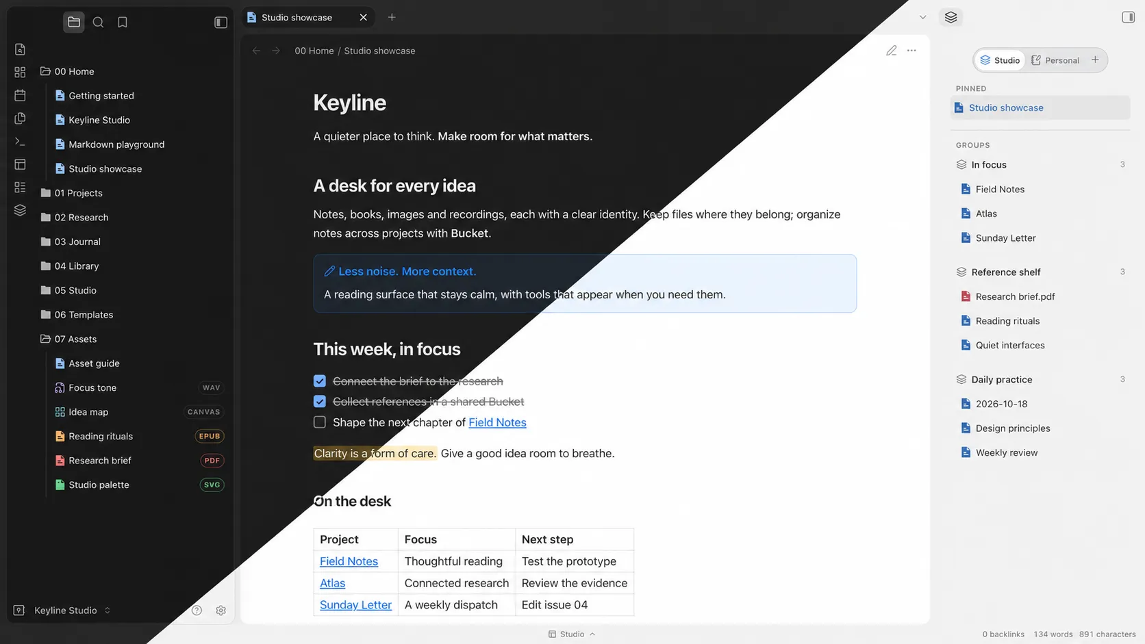 Keyline screenshot