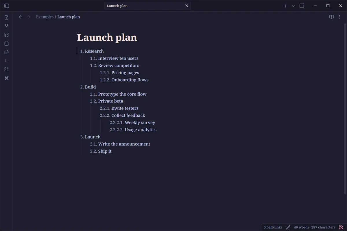 Nested list numbers screenshot