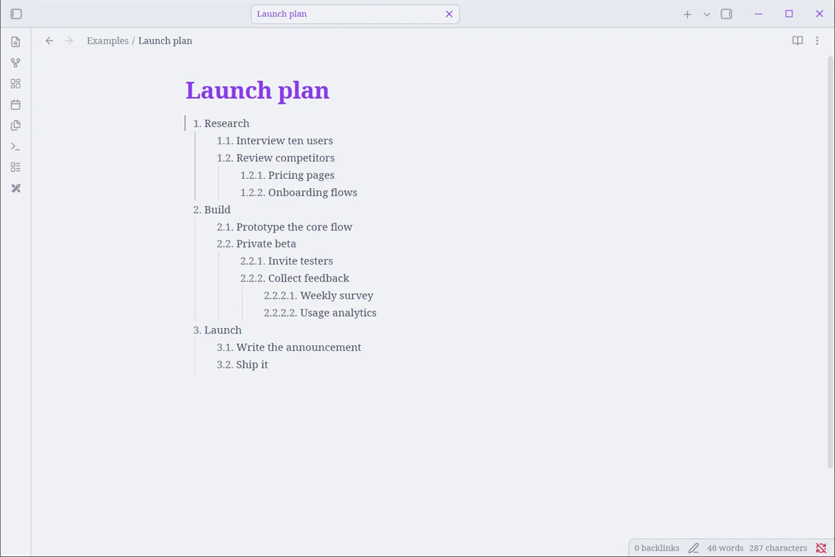 Nested list numbers screenshot