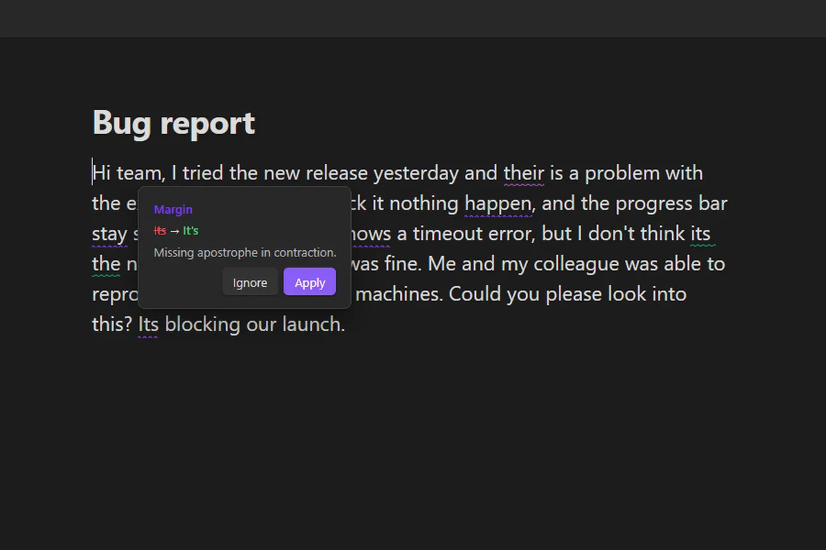 Margin AI Proofreader screenshot