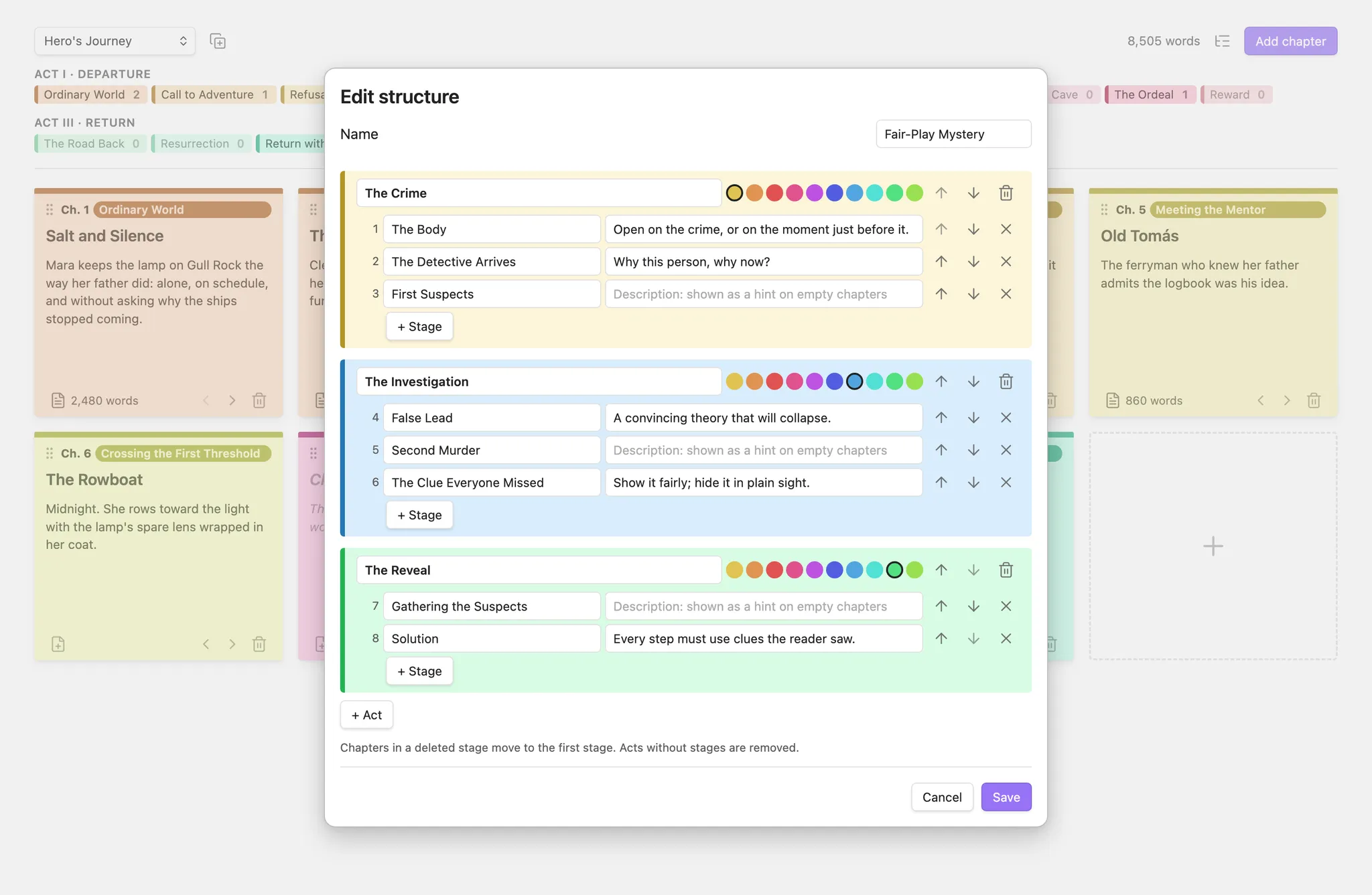 Novel Structure Board screenshot