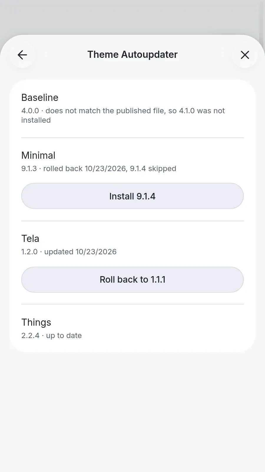 Theme Autoupdater screenshot