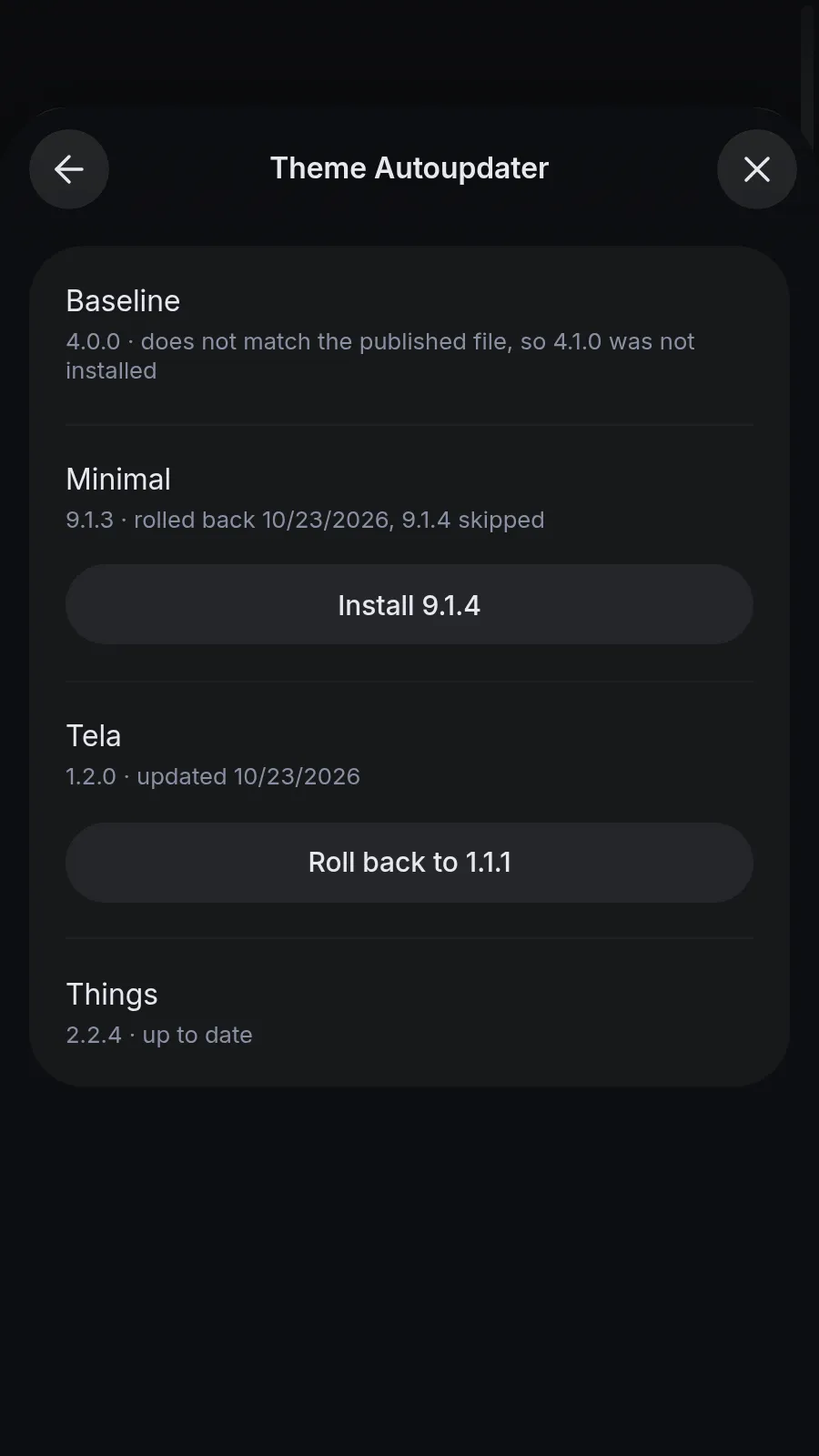Theme Autoupdater screenshot