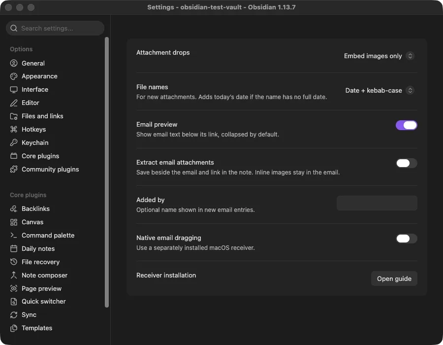 Mail Drop - Obsidian Plugin