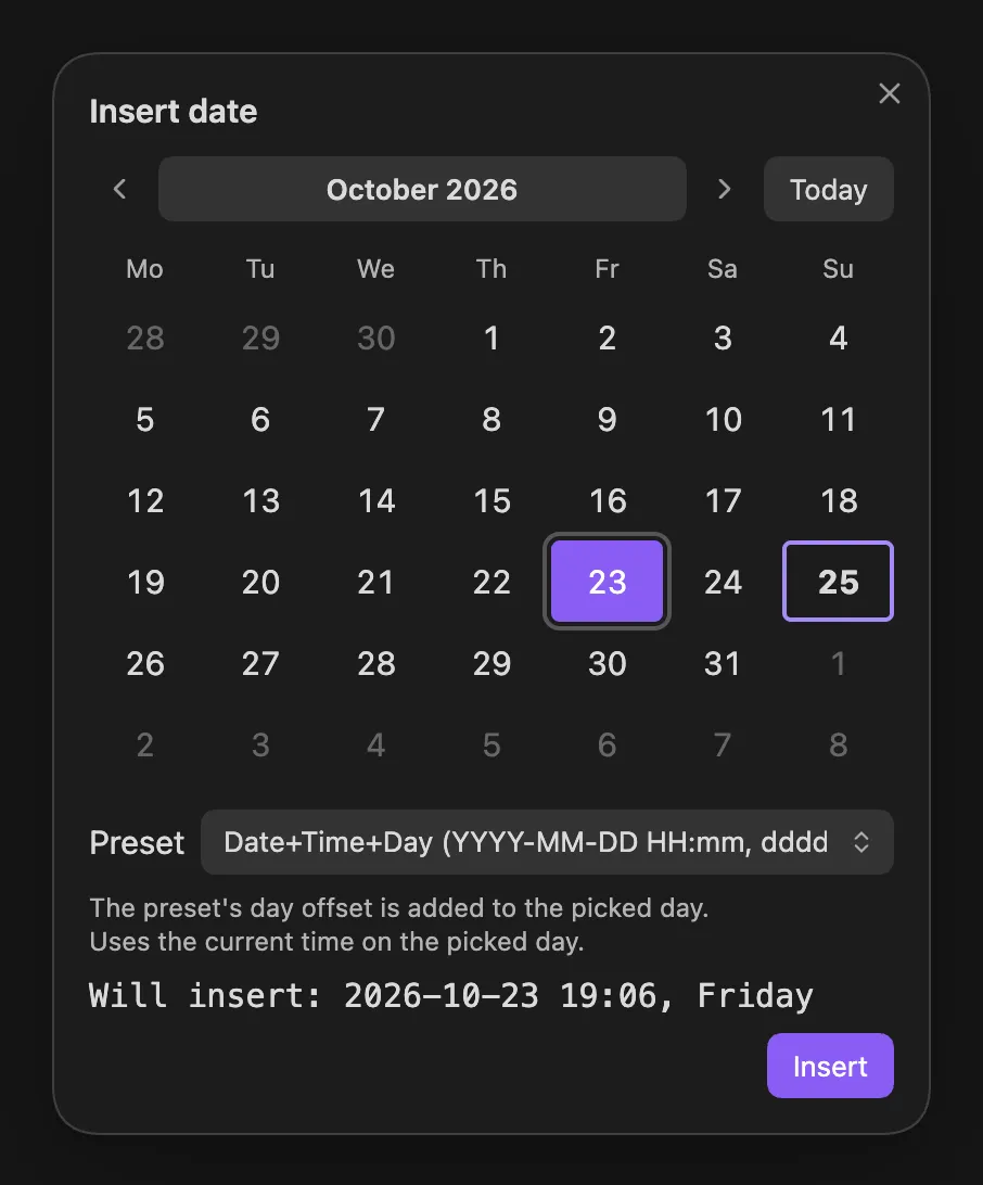 Daystamp - Obsidian Plugin