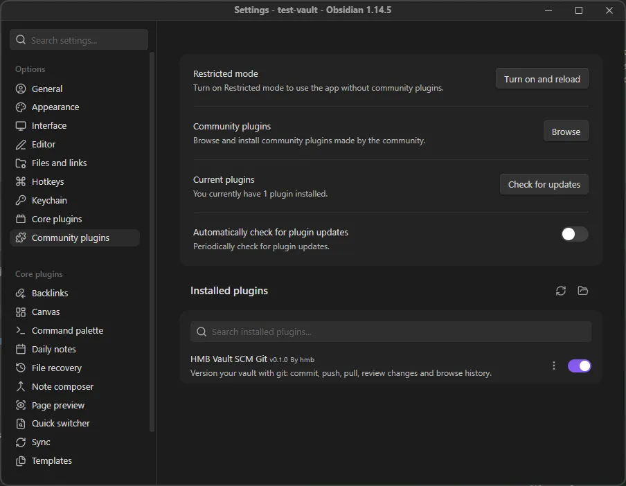 HMB Vault SCM Git - Obsidian Plugin