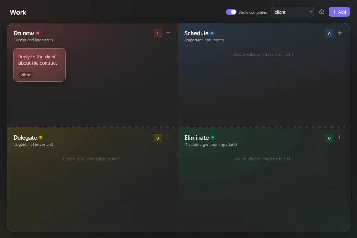 Eisenhower Post-its screenshot