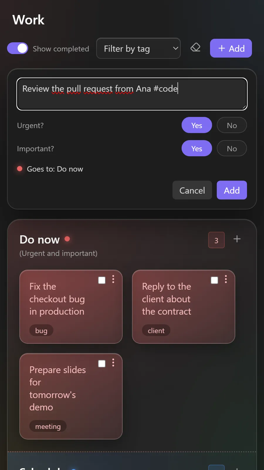 Eisenhower Post-its screenshot