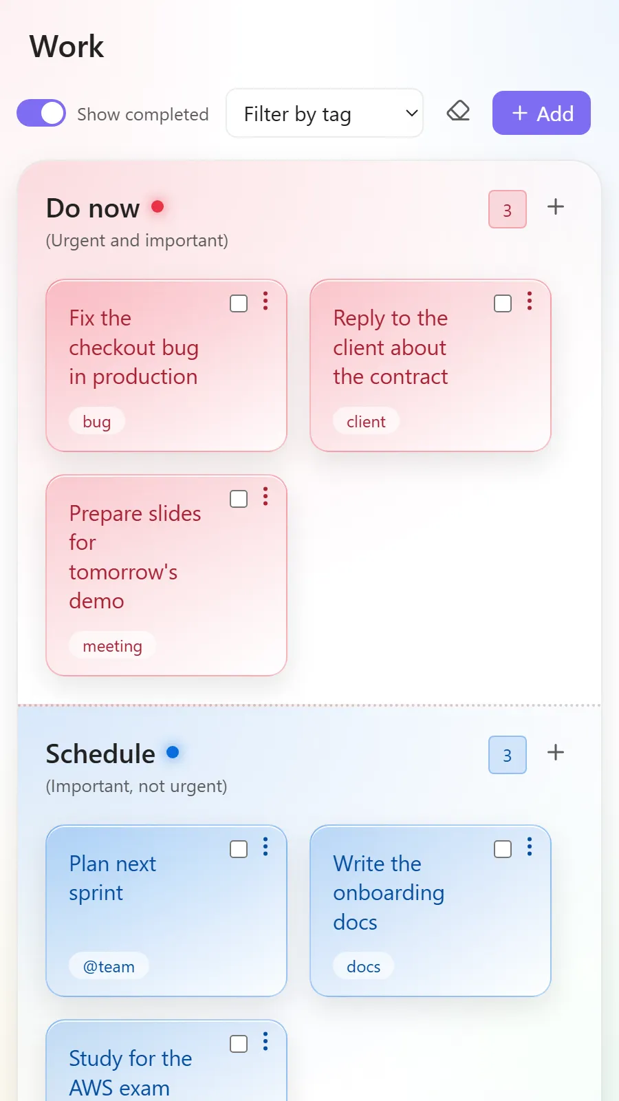 Eisenhower Post-its screenshot