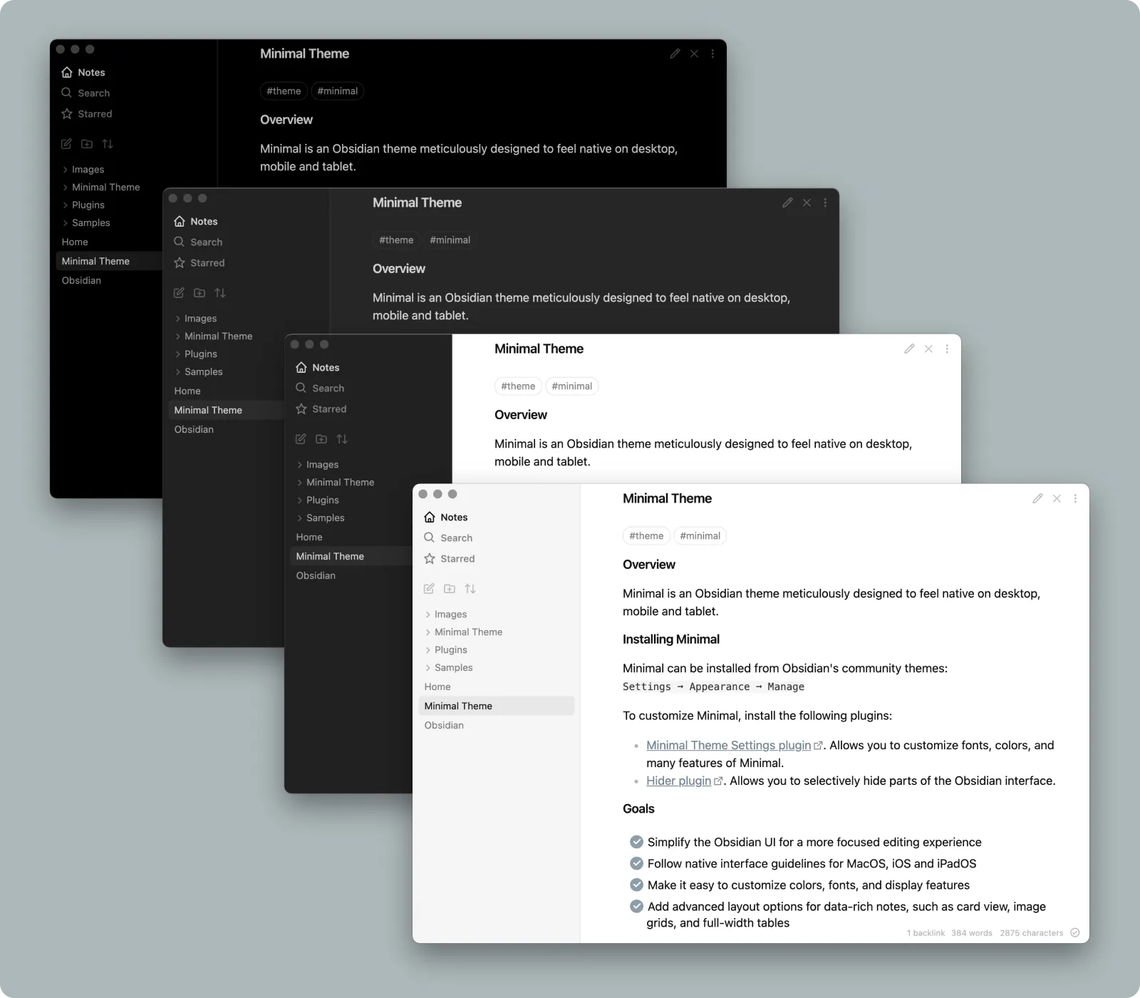 Minimal Theme Settings screenshot