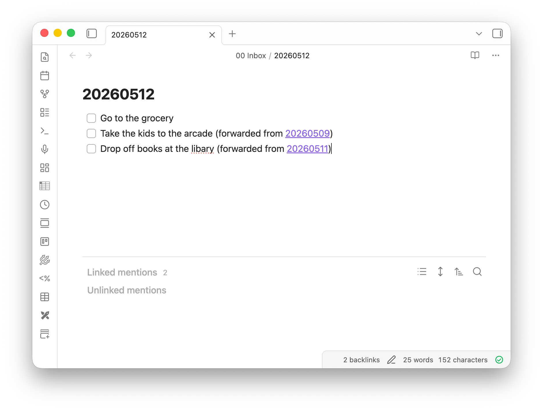 Rollover Daily Todos with Context screenshot